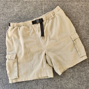 Sportif USA Vintage Y2K Gorpcore Cargo Shorts Tan XL Built In Web Belt Utility